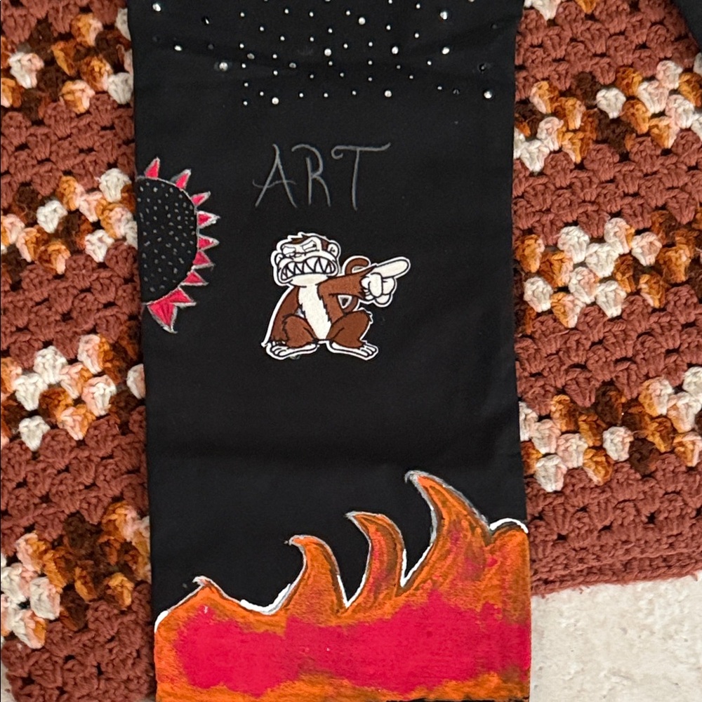 Black Graphic Patchwork Pants - image 7